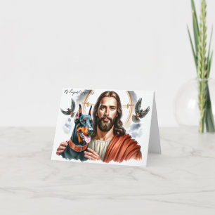 Tarjeta Simpatía por la pérdida de perro-Jesús con Doberma