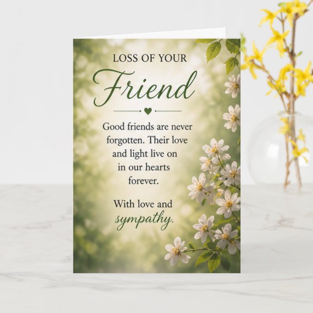 Tarjeta Simpatía por la pérdida de un amigo (flor amarilla)