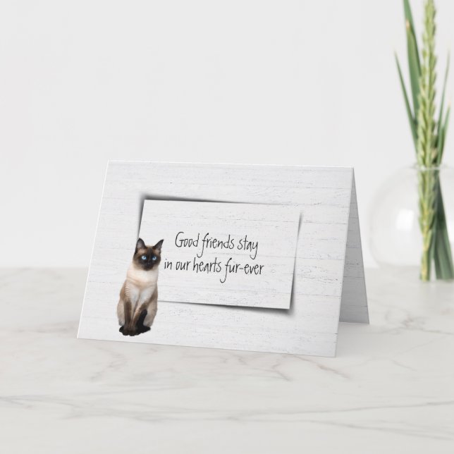 Tarjeta Simpatía por la pérdida de un gato Mascota siamés (Anverso)