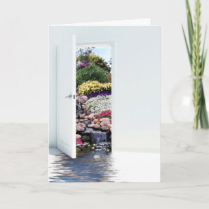 Tarjeta Simpatía por la puerta del jardín abierto
