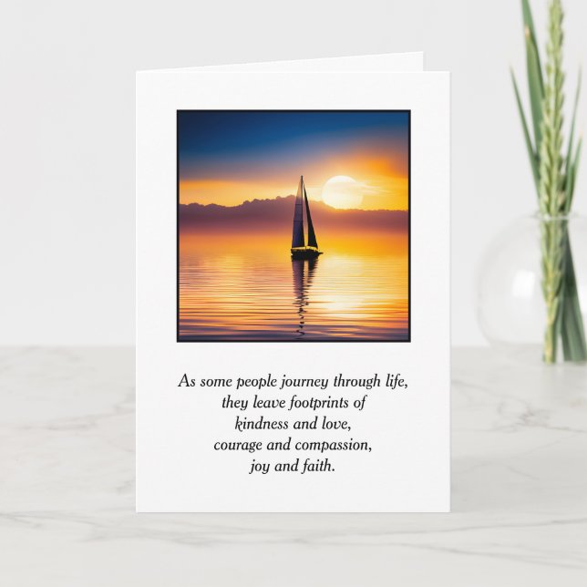 Tarjeta Simpatía por la puesta de sol en barco de vela (Anverso)
