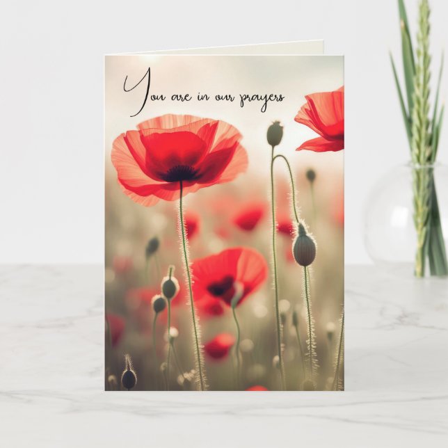 Tarjeta Simpatía por las flores de adormidera rojas (Anverso)