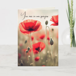 Tarjeta Simpatía por las flores de adormidera rojas