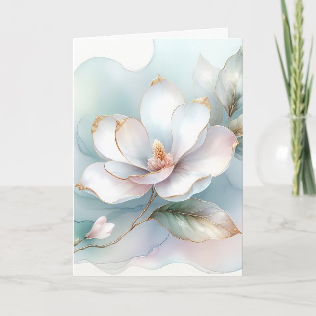 Tarjeta Simpatía por las flores de magnolia blanca (Anverso)