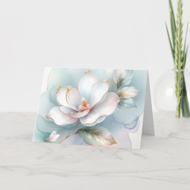 Tarjeta Simpatía por las flores de magnolia blanca (Anverso)