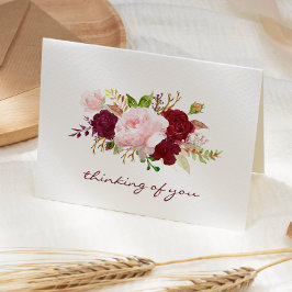 Tarjeta Simpatía por los buquetes florales rosa y marsala