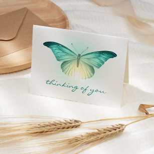 Tarjeta Simpatía por mariposa turquesa radiante