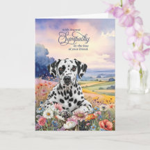 Simpatía por mascota dálmata con flores silvestres