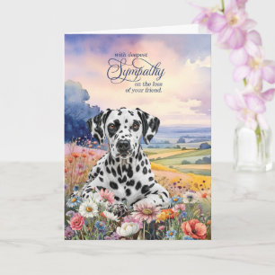 Tarjeta Simpatía por mascota dálmata con flores silvestres