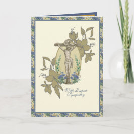 Tarjeta Simpatía Religiosa Católica Jesús Funeral Floral