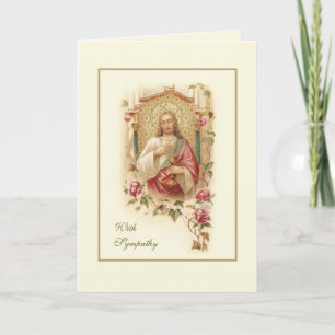 Tarjeta Simpatía religiosa Sagrado Corazón Escritura Oraci