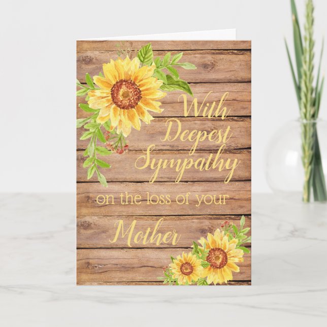 Tarjeta Simpatía Rusa Madre Floral Girasol Amarillo (Anverso)