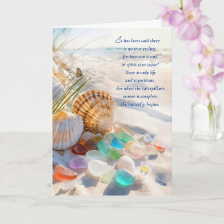 Tarjeta Simpatía Sincero Pésame con Concha de Mar de Playa