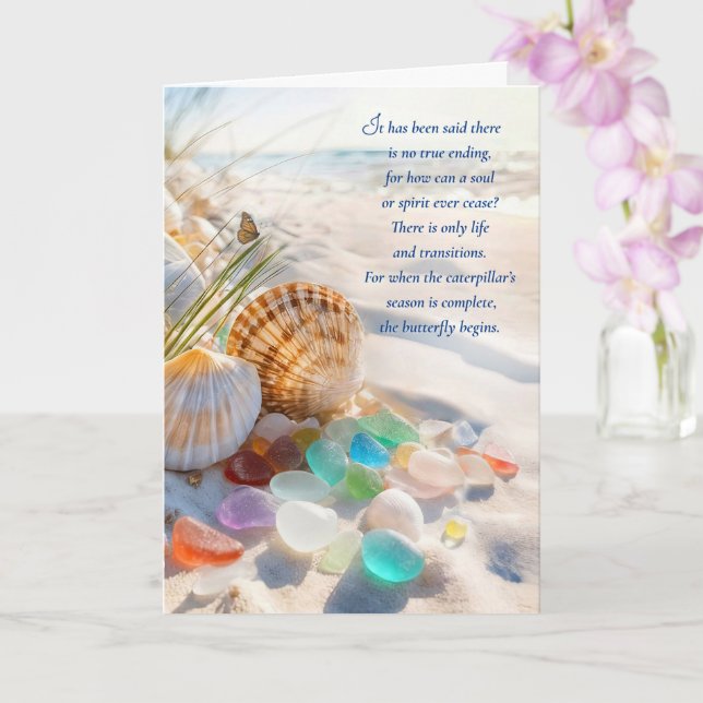 Tarjeta Simpatía Sincero Pésame con Concha de Mar de Playa (Orquídea)