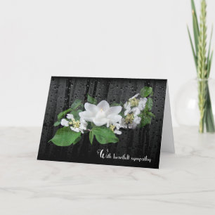 Tarjeta Simpatía Vela de Lotus blanco con gotas de lluvia