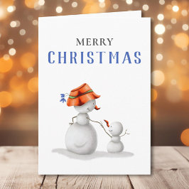 Tarjeta Simple Abuela Snowman Feliz Navidad