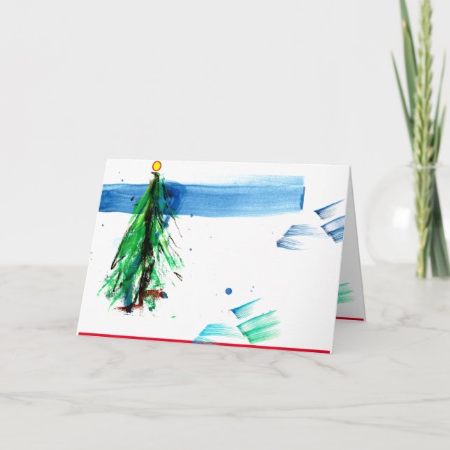 Tarjeta Simple árbol de Navidad en el bosque (Anverso)