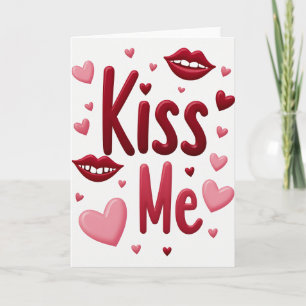 Tarjeta Simple Bésame Labios Corazones
