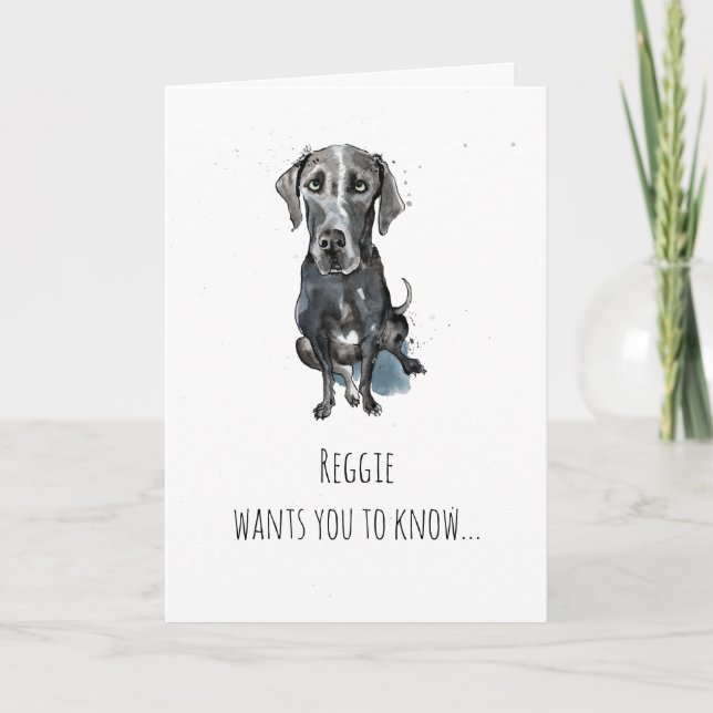 Tarjeta Simple Black Great Dane personalizado Día de la Ma (Anverso)