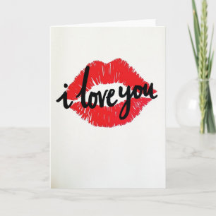 Tarjeta Simple con Impresión de Beso Te Amo