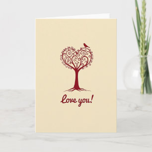 Tarjeta Simple Corazón Árbol Te Amo