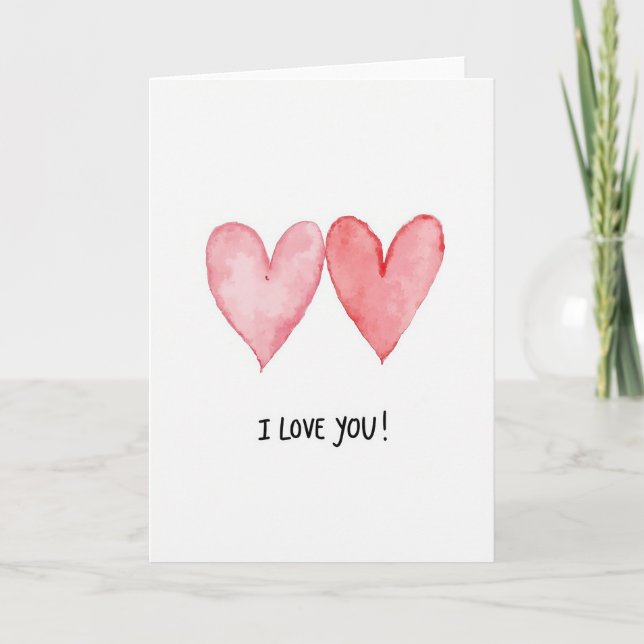 Tarjeta Simple Corazones Te Amo (Anverso)