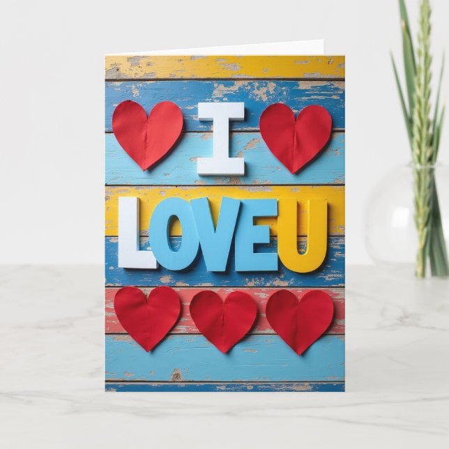 Tarjeta Simple Corazones Te Amo (Anverso)