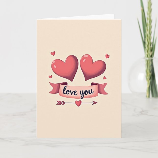 Tarjeta Simple Corazones Te Amo (Anverso)