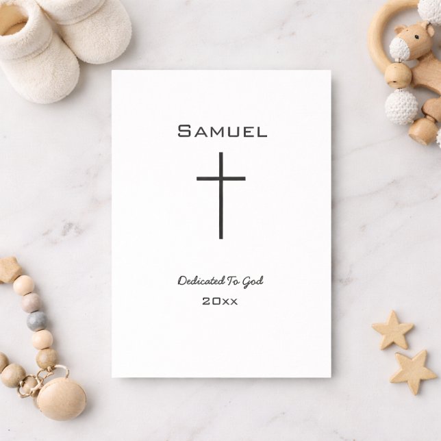 Tarjeta Simple Cross Baby Dedication Black and White (Subido por el creador)