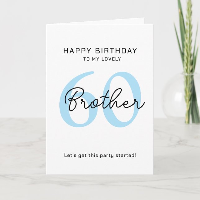 Tarjeta simple cumpleaños 60 hermano Card. (Anverso)