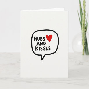 Tarjeta Simple de Abrazos y Besos con el Corazón