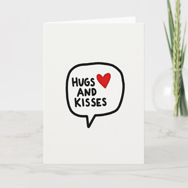 Tarjeta Simple de Abrazos y Besos con el Corazón (Anverso)