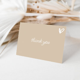 Tarjeta simple de agradecimiento beige con corazón