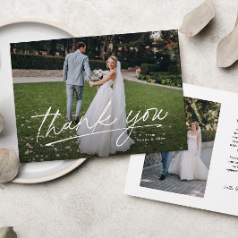 Tarjeta simple de agradecimiento de boda con dos f
