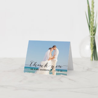 Tarjeta Simple de Agradecimiento de Boda con Letra