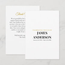 Tarjeta Simple de Agradecimiento Memorial Blanca