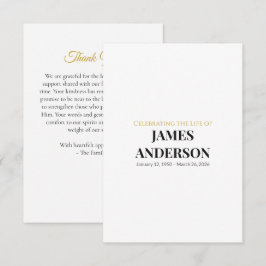 Tarjeta Simple de Agradecimiento Memorial Blanca