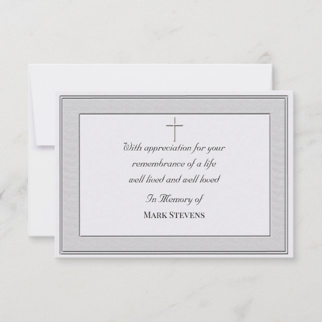 Tarjeta Simple de Agradecimiento por Condolencias  (Anverso)