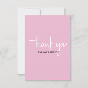 Tarjeta simple de agradecimiento rosa para sus cli
