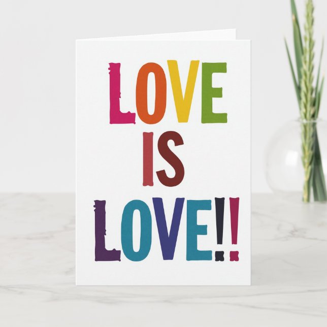 Tarjeta Simple de Amor Arcoíris Es Amor (Anverso)