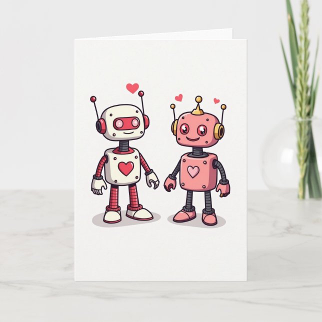 Tarjeta Simple de Amor de Robot (Anverso)