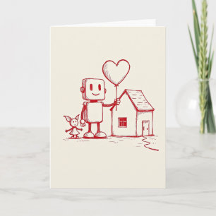 Tarjeta Simple de Amor en Casa de Robot
