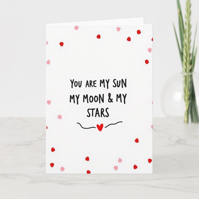 Tarjeta Simple de Amor Sol Luna Estrellas (Anverso)