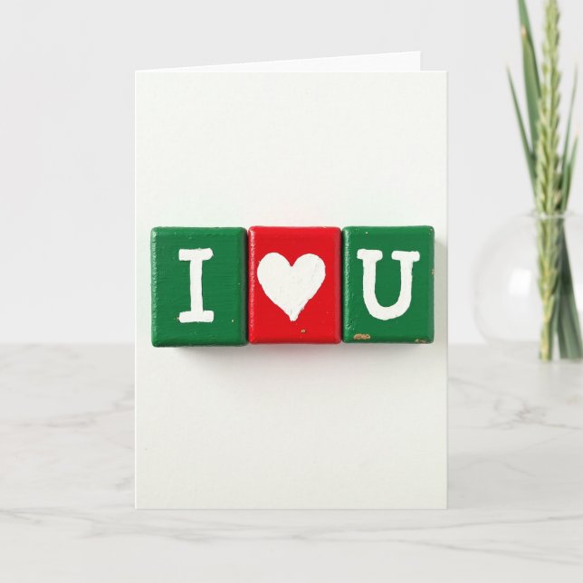 Tarjeta Simple de Bloques Te Amo (Anverso)