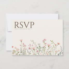 Tarjeta simple de Boda Boho Wildflower Beige RSVP