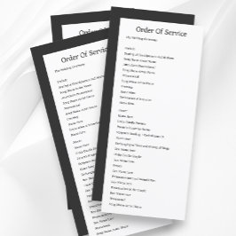 Tarjeta simple de Boda Gris White Order of Service