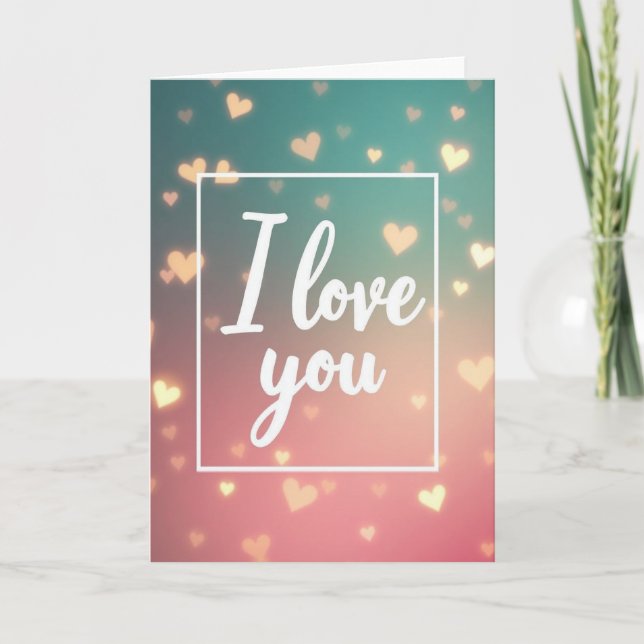 Tarjeta Simple de Corazón con Patrón de Amor (Anverso)