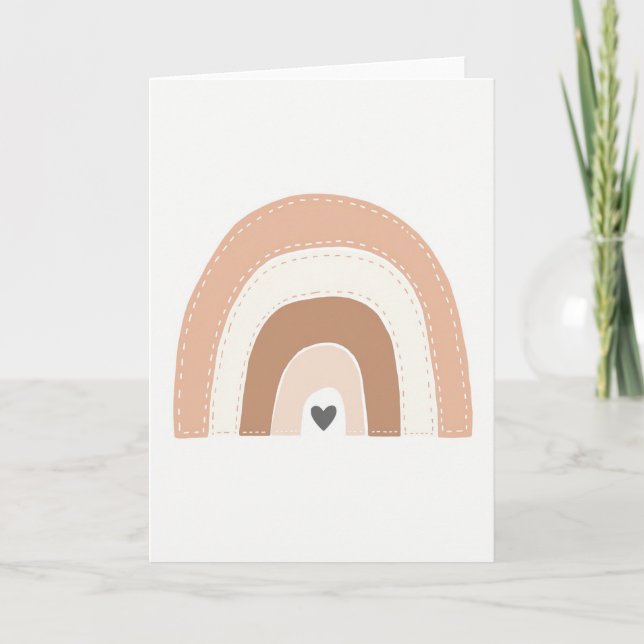 Tarjeta Simple de Corazón de Arcoíris Boho (Anverso)