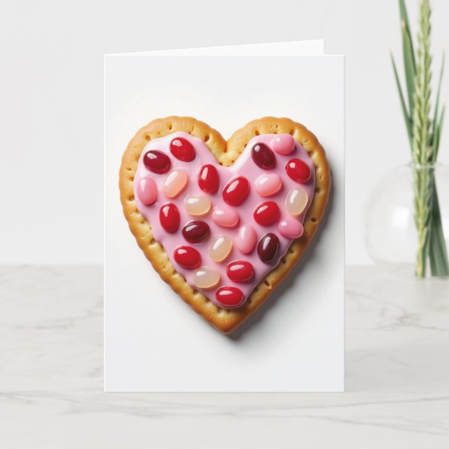 Tarjeta Simple de Corazón de Caramelo Rosa (Anverso)