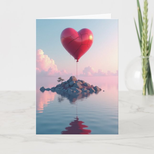 Tarjeta Simple de Corazón Flotante (Anverso)